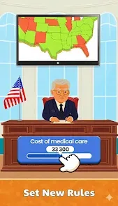 Conquer Countries screen for setting new rules across the nation
